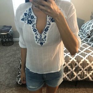 Embroidered Peasant Style Blouse